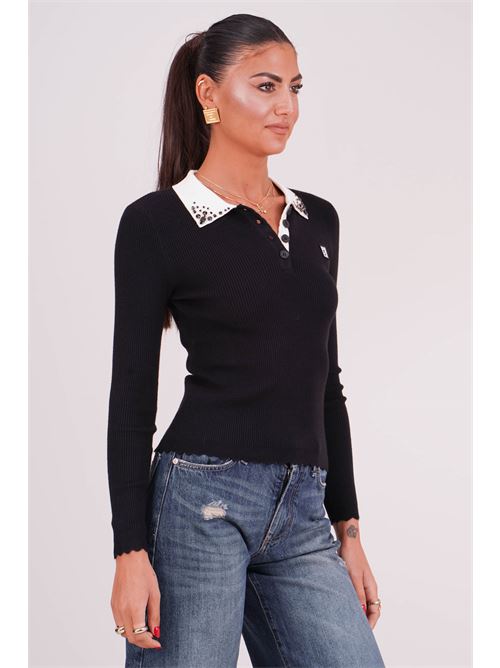 Polo a costine elastica in viscosa Il The' Delle 5 | DELFINABLACK